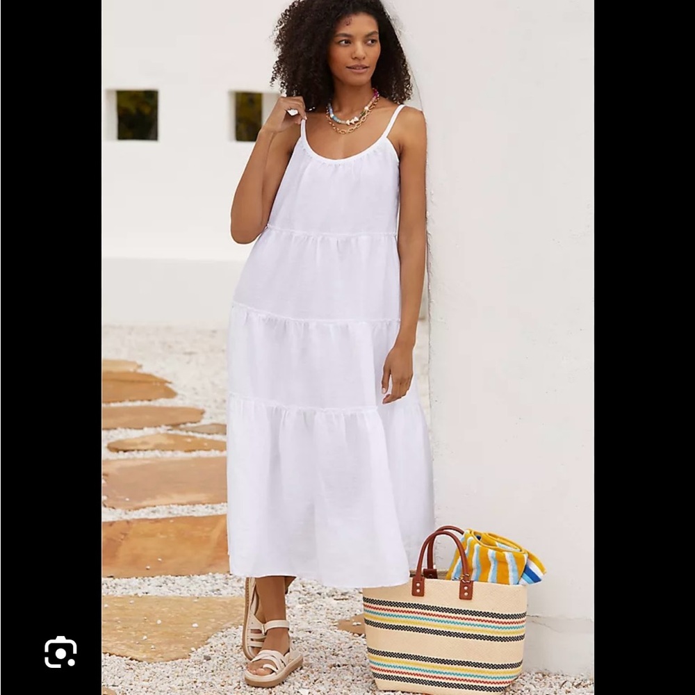 Eberjay Linen White Maxi Dress